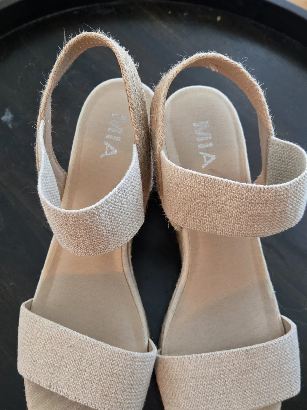 MIA Neutral Beige Espadrille Wedge Sandals